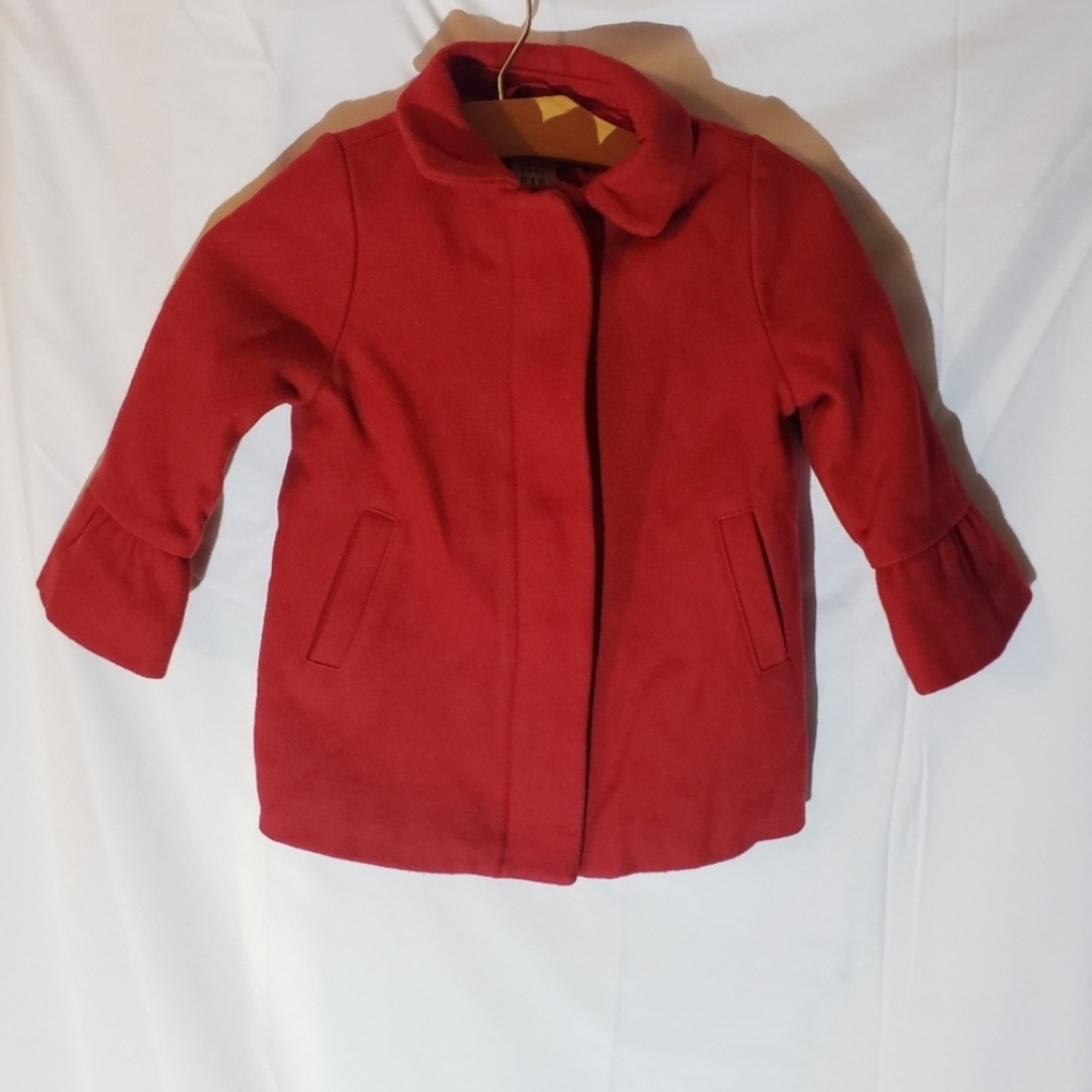🌿 Baby Gap Red Wool coat 18-24 months EUC Beautiful bell sleeves